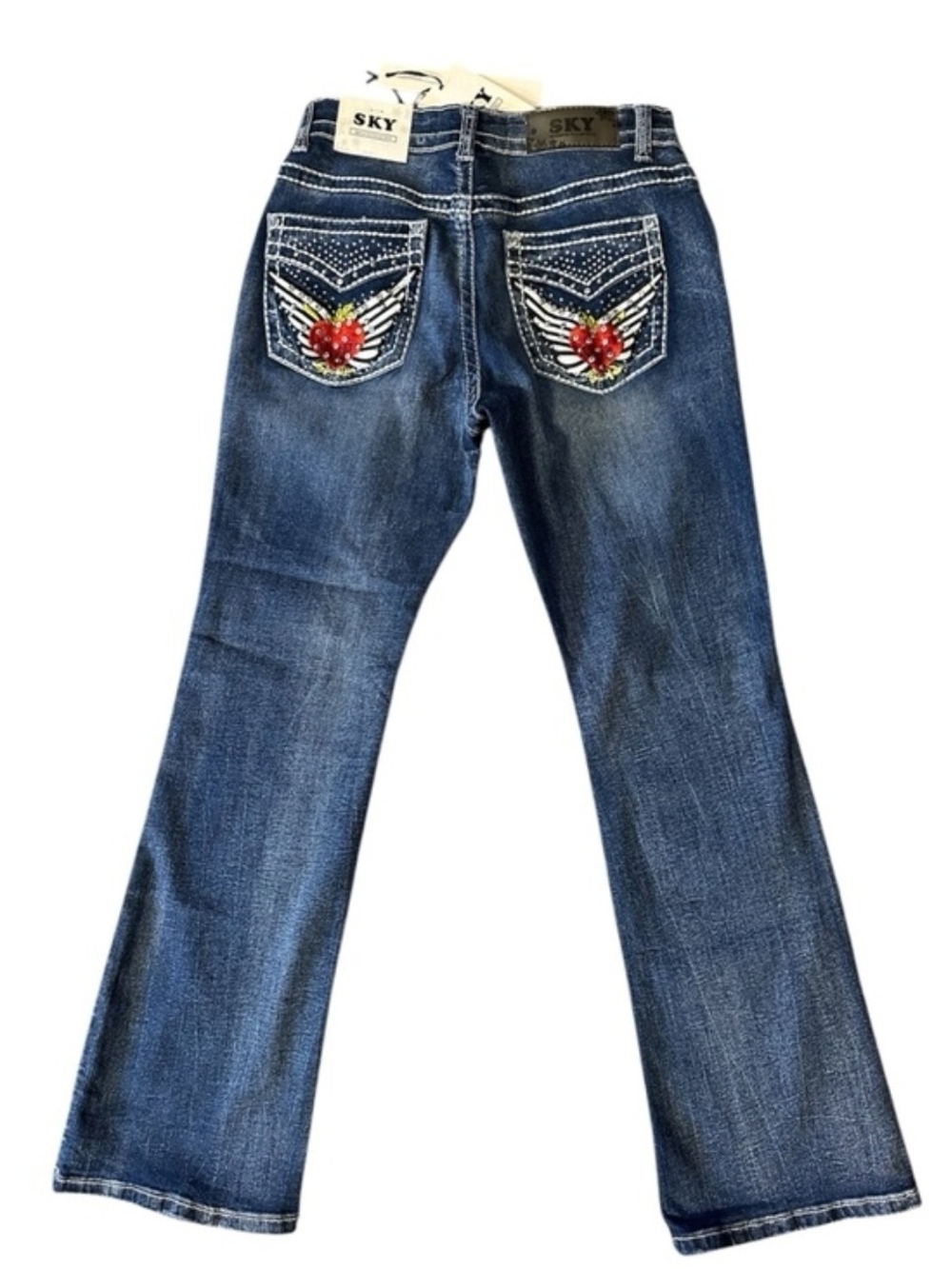 Sky | Embroidered Jeans